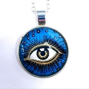 Fatima Evil Eye Glass Necklace